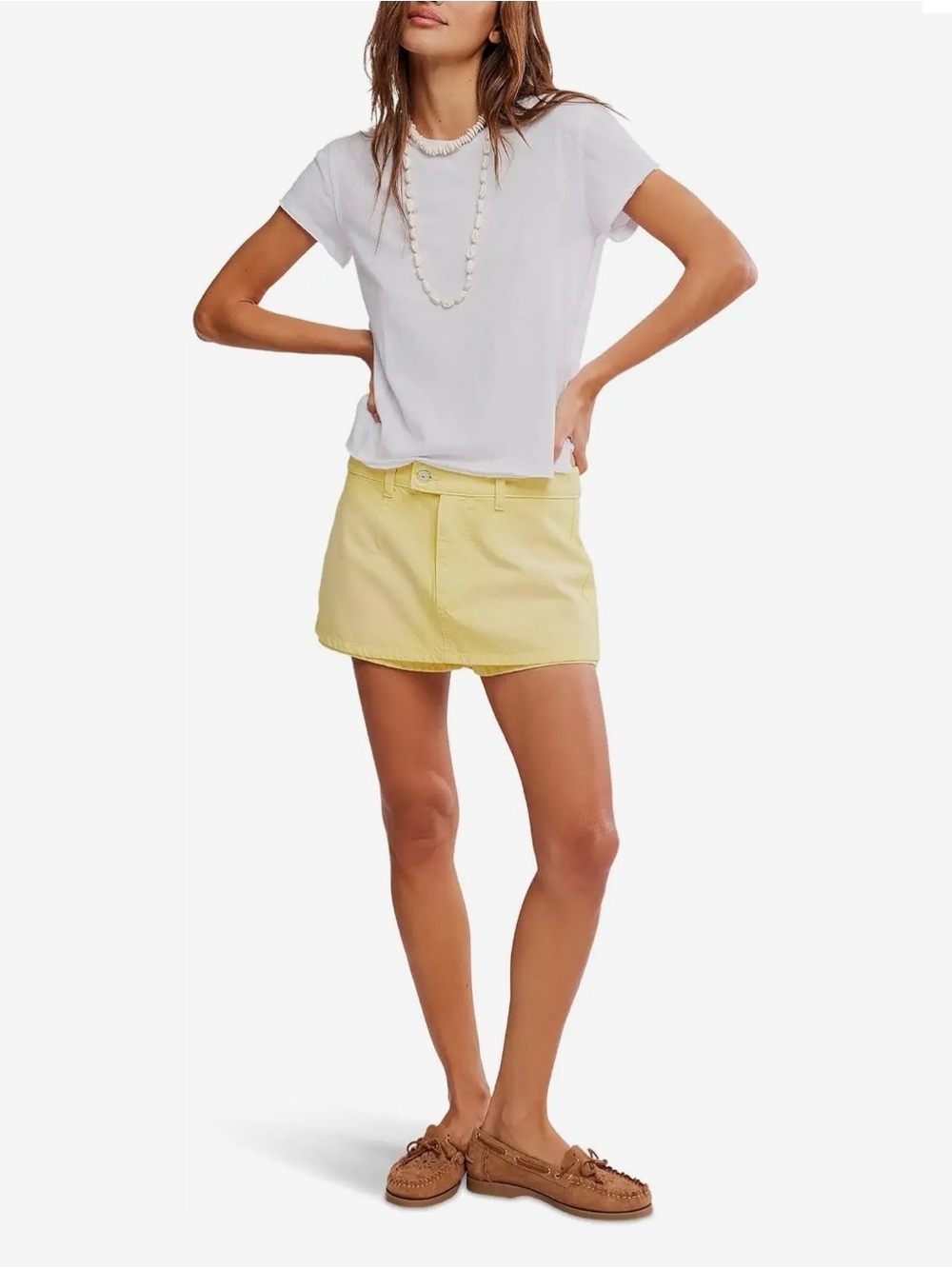 Free People We The Free Lemon Ice Gallivanting Denim Skort
